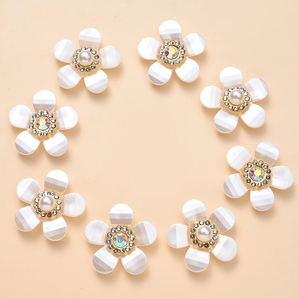10PCS 3cm Five-Petal Flower Acrylic Embellishment Set