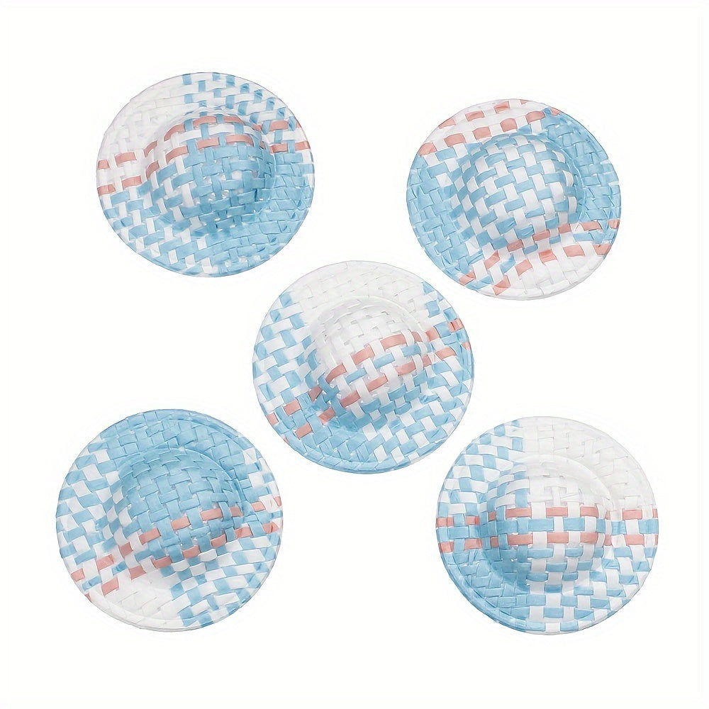 10PCS Multicolor Mini Straw Hat Set