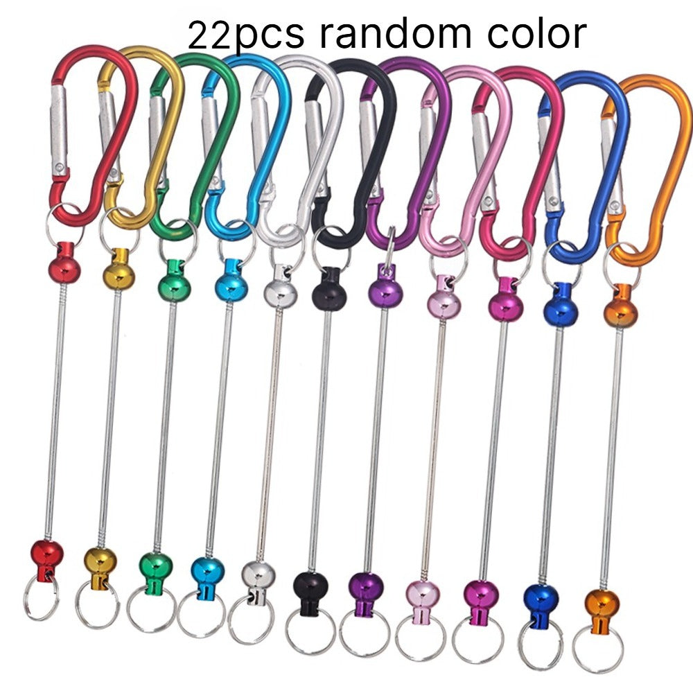 22-Piece Multicolor D-Shaped Beadable Keychain Hooks