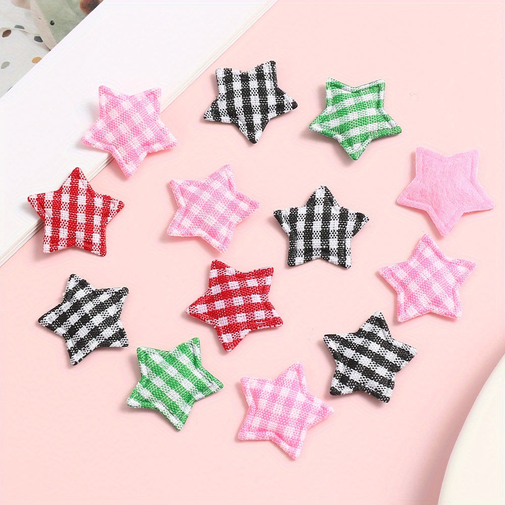 Plaid Star Embroidered Patches