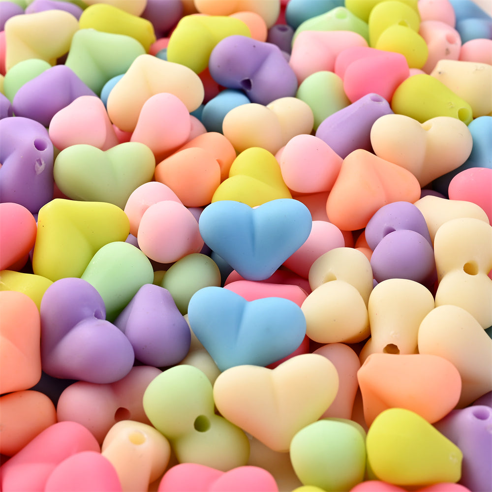 Acrylic Matte Heart Spacer Beads