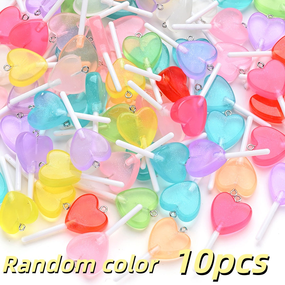 Glow-in-the-Dark Resin Lollipop Heart Star Charms