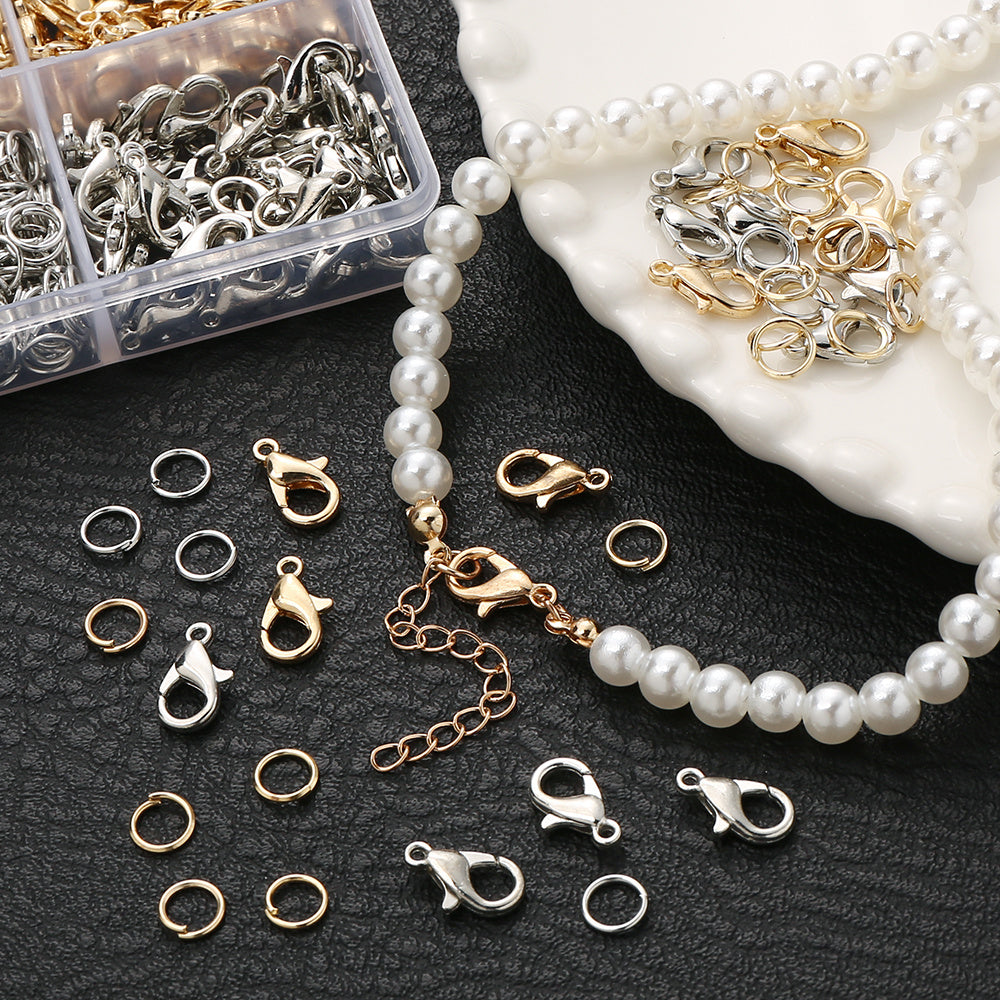 500PCS Gold & Silver Lobster Clasp and Open Jump Ring Set