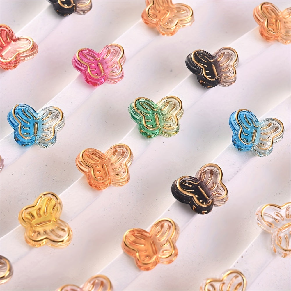 50PCS 7×8mm Mini Butterfly Acrylic Bead Set