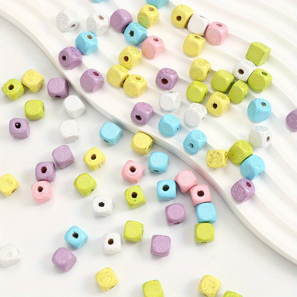 Sequined Square Wooden Beads