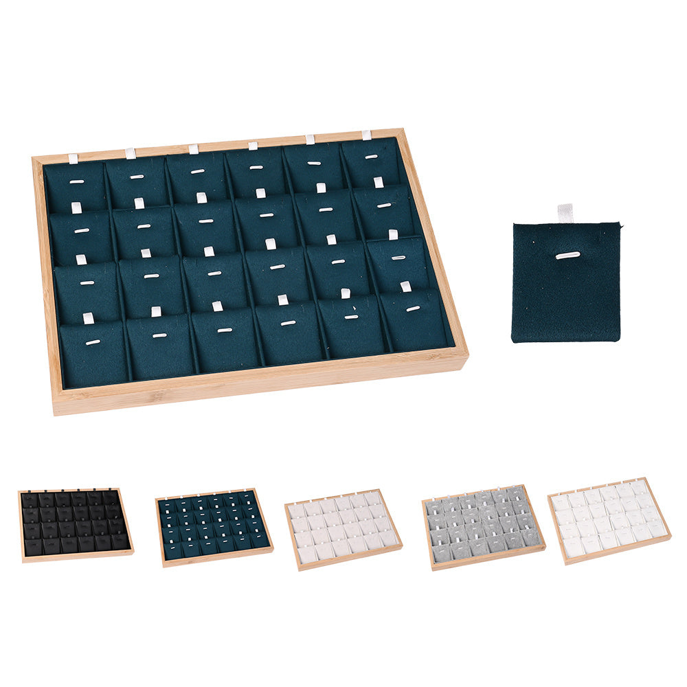 24-Grid Large Wooden Jewelry Display & Storage Box