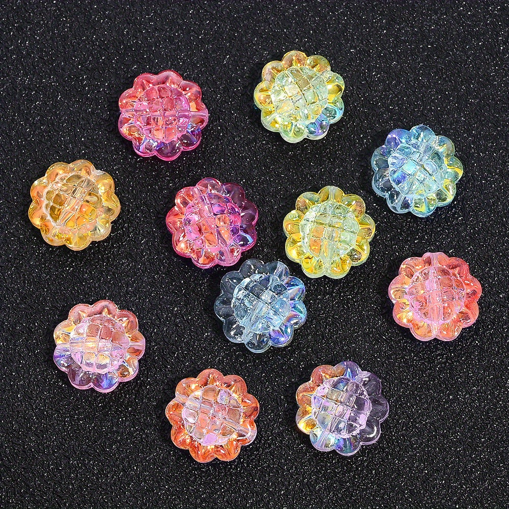 20PCS 15mm Transparent AB Sunflower Glass Jelly Spacer Beads