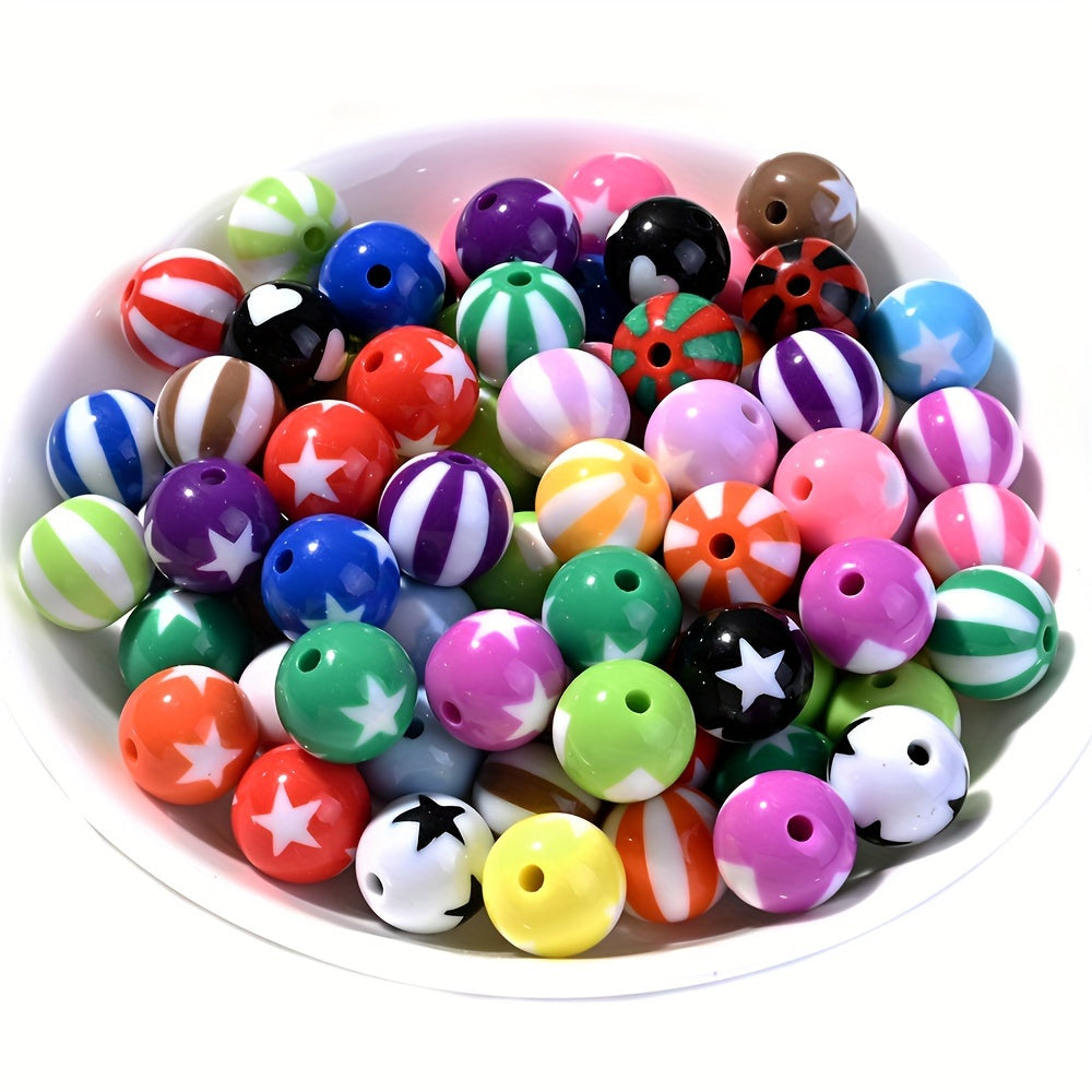 Striped Round Acrylic Beads