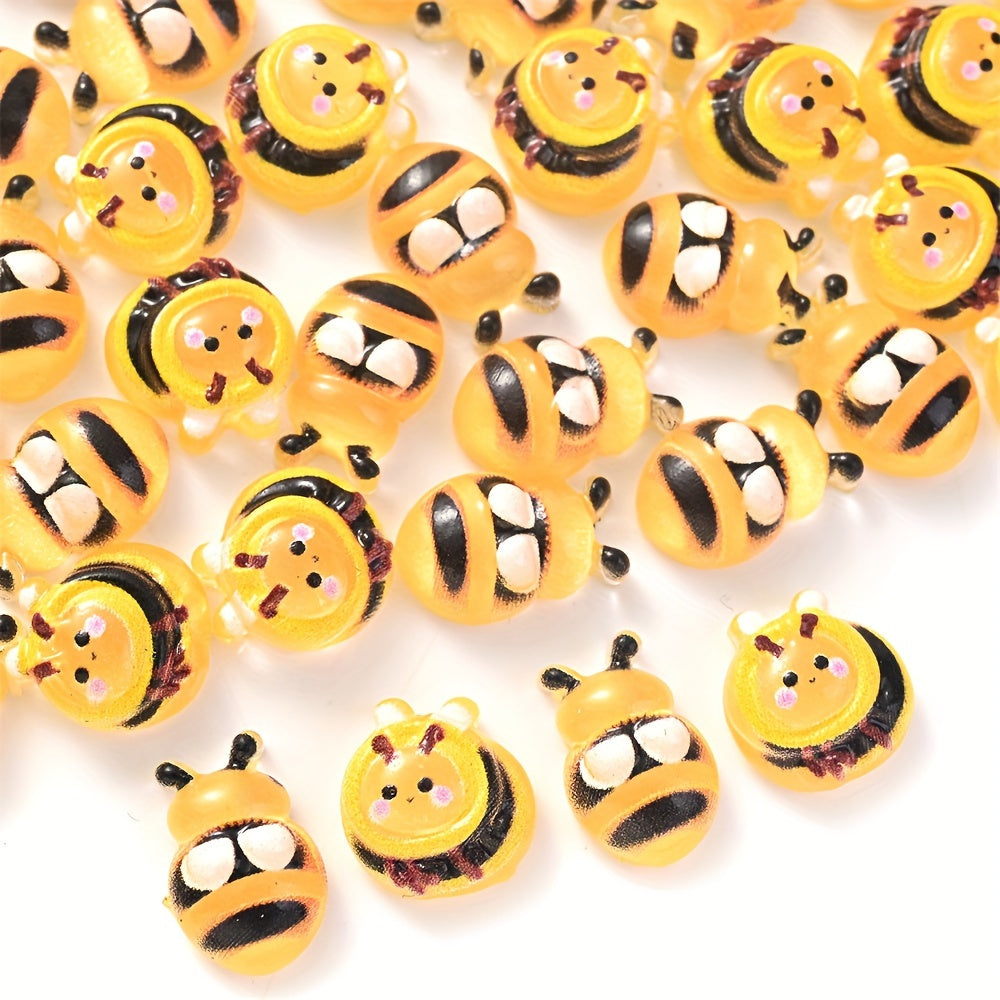 Yellow Bee Pattern Acrylic Beads