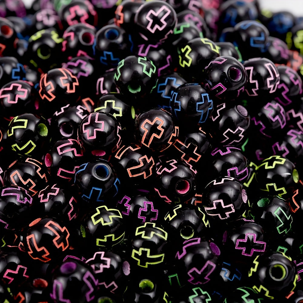 Round Cross Acrylic Beads