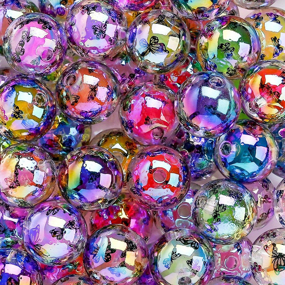 Butterfly Printed Acrylic Beads