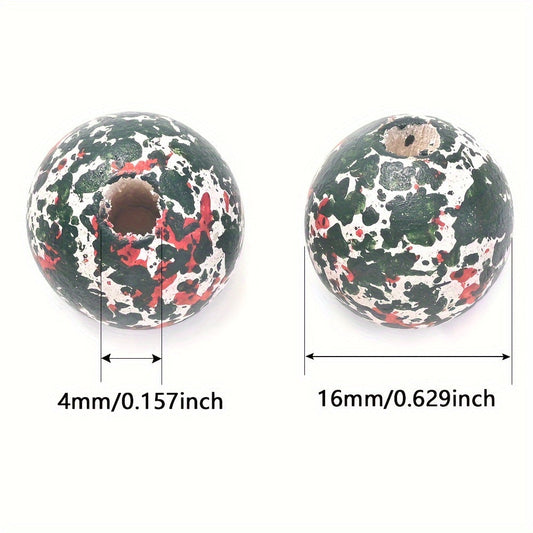 10PCS 16mm Red & Green Wooden Bead Set