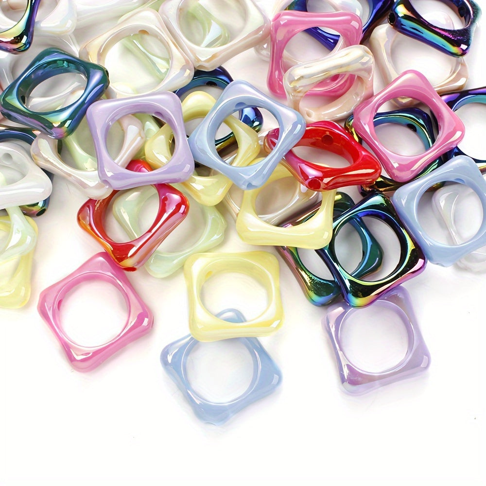 10PCS 28×30mm Square Frame Acrylic Bead Set