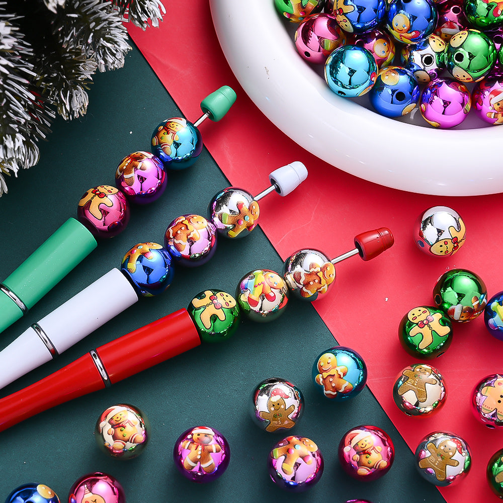 Christmas Gingerbread Man Acrylic Beads