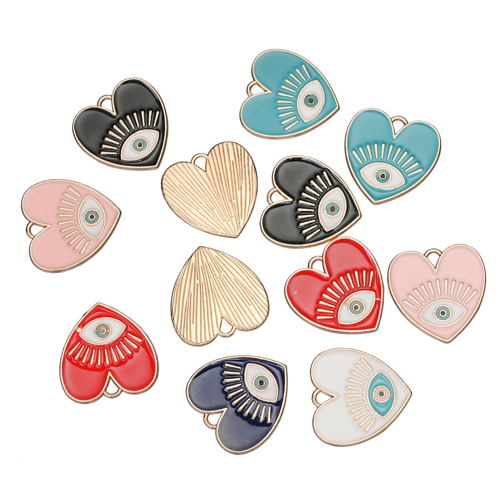 Evil Eye Heart Pendants Charms