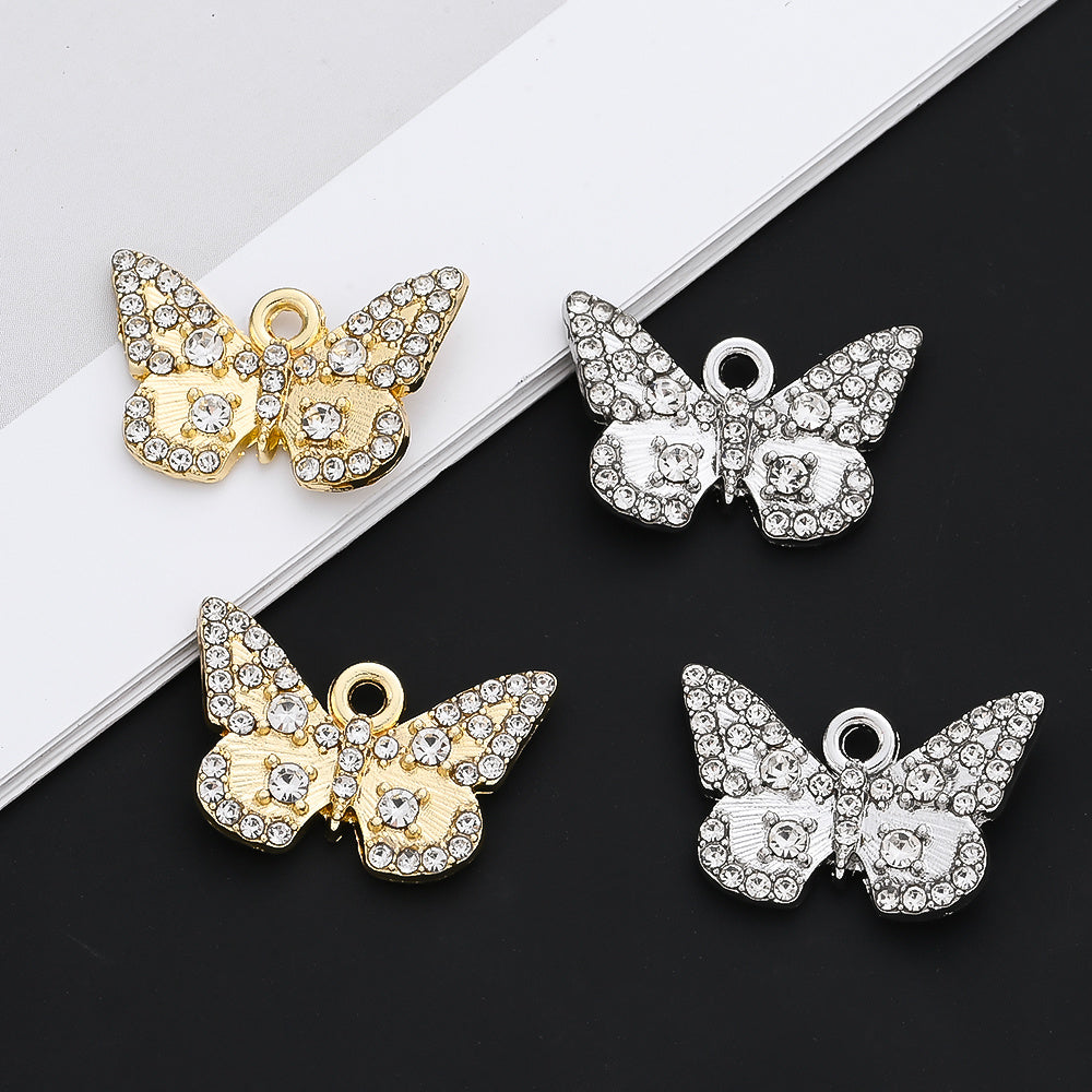 Sparkling Rhinestone Butterfly Pendant Charms