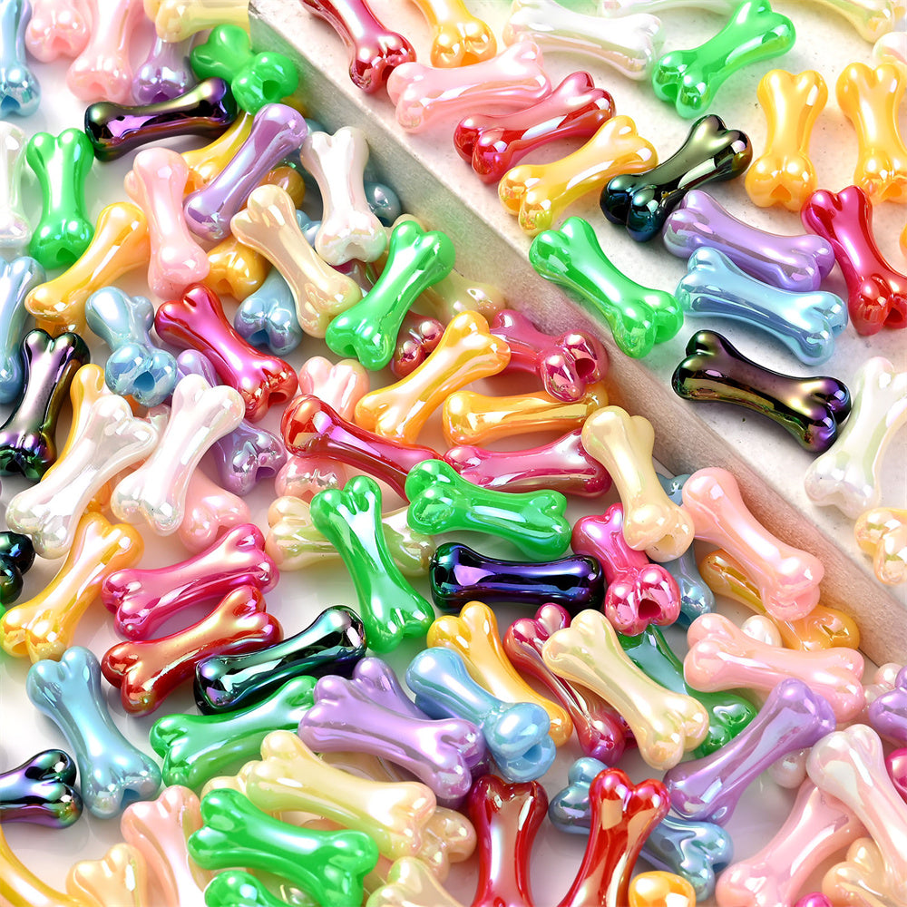 Colorful UV-Plated Bone-Shaped Acrylic Spacer Beads