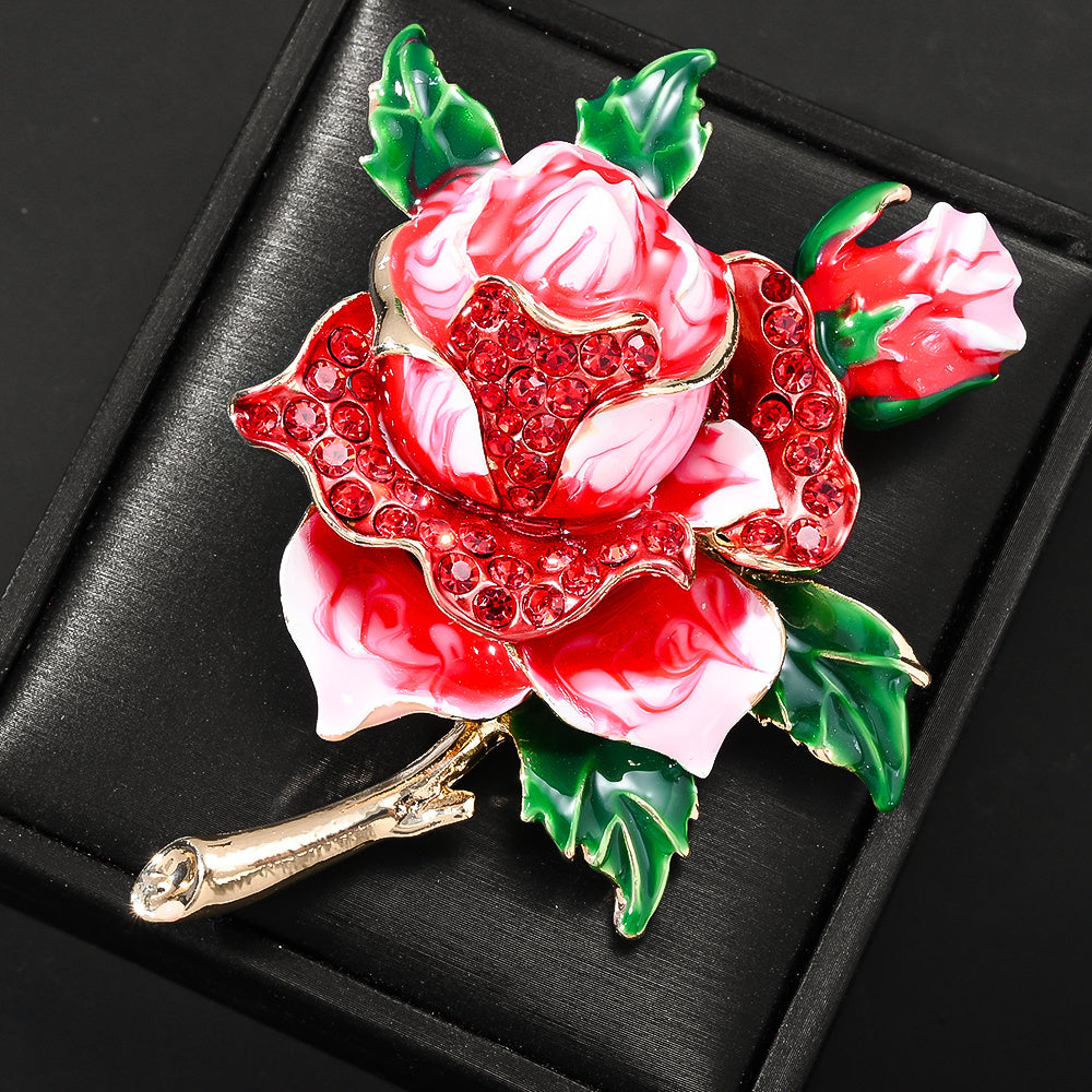 Butterfly & Rose Rhinestone Brooch Set