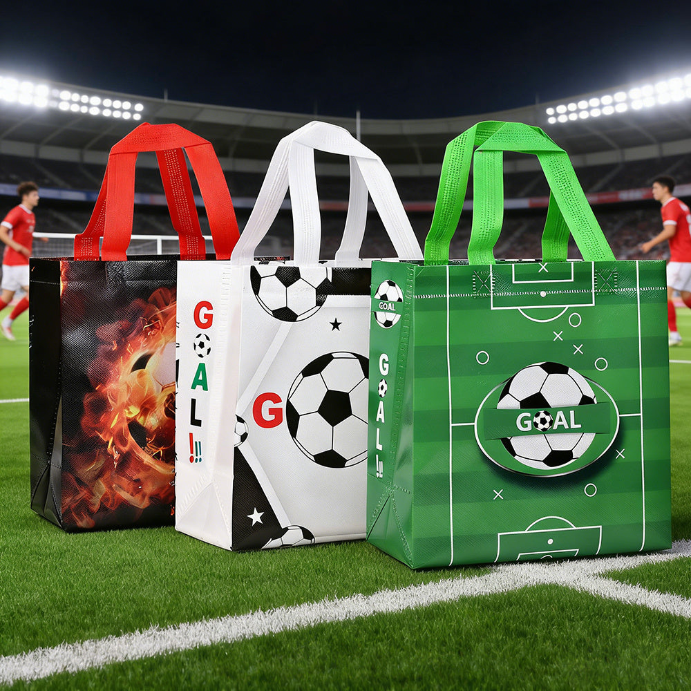 12-Piece Soccer Print Non-Woven Tote Bags