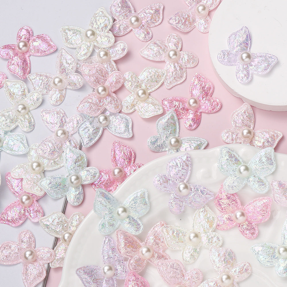 2x2.4 cm AB Pearl Butterfly Patches