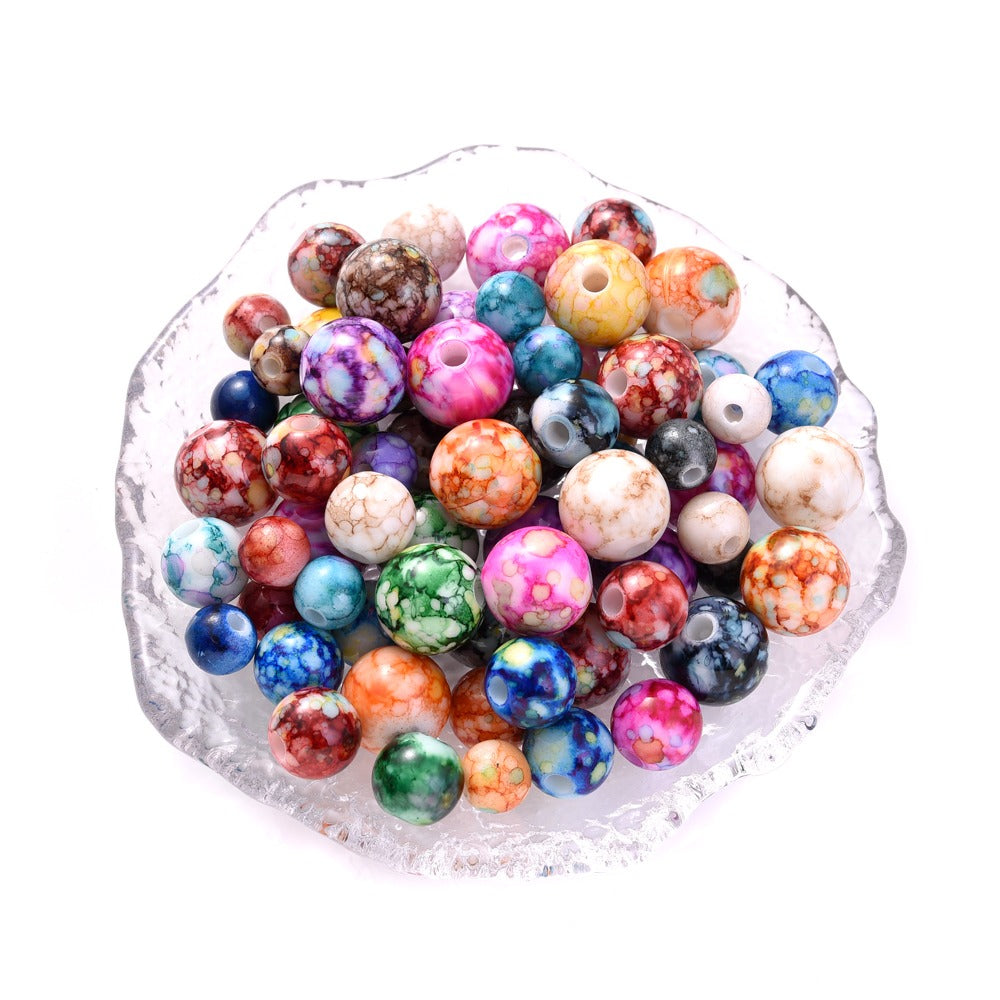 100pcs 8mm Cracked Acrylic Loose Spacer Beads