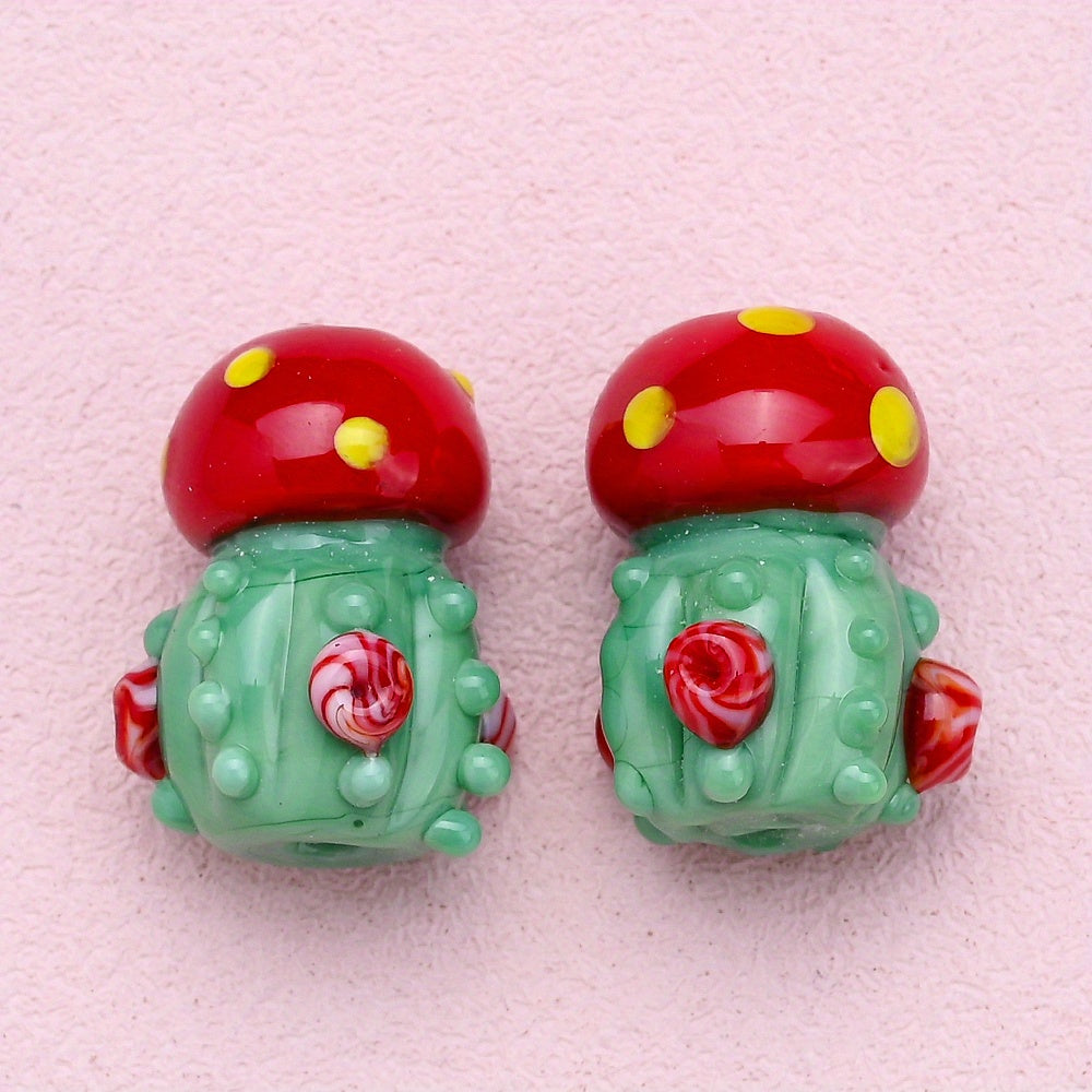Beetle Cactus Glass Beads