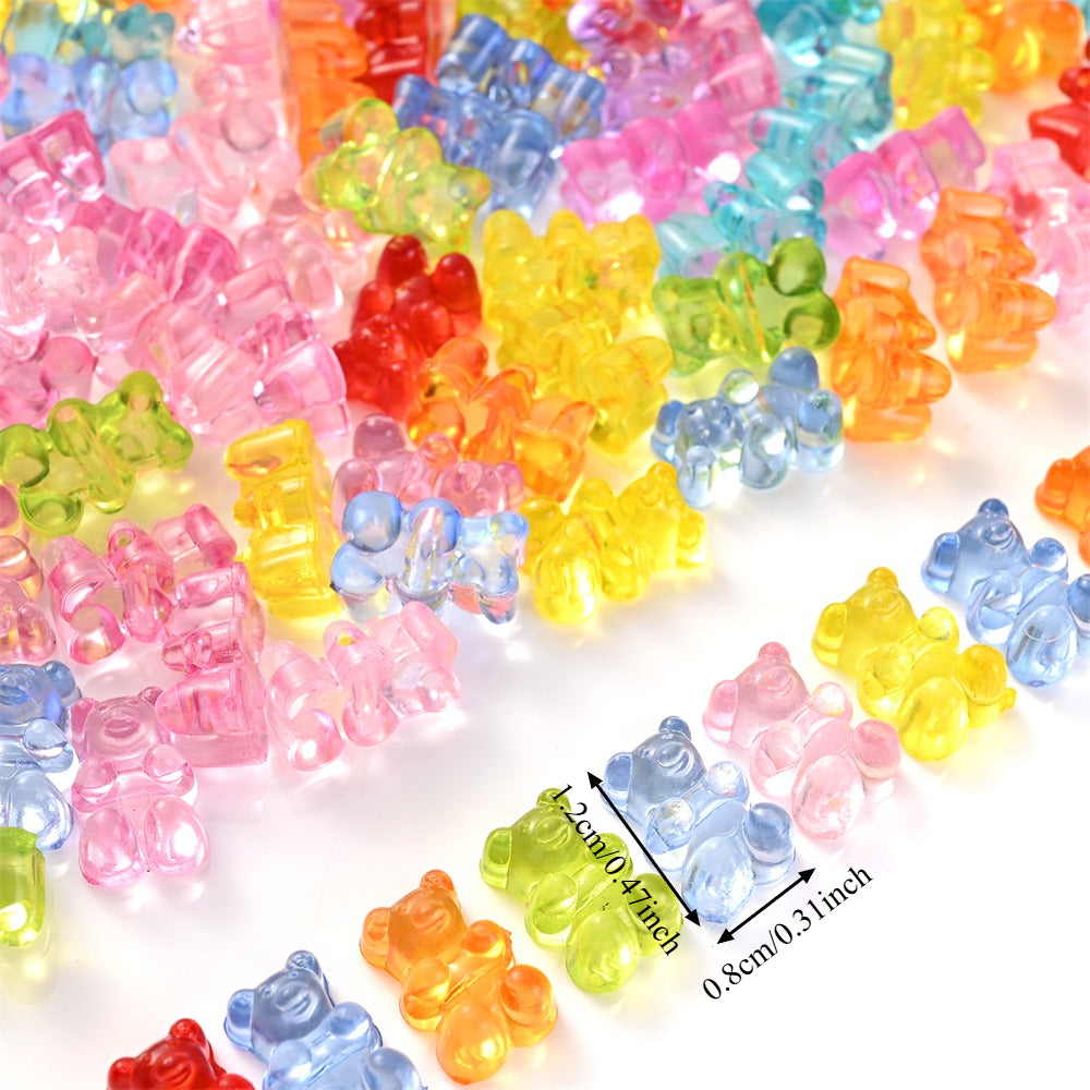 100PCS 12×8mm Transparent Soft Bear Acrylic Bead Set
