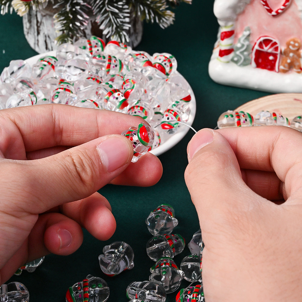 Clear Acrylic Christmas Snowman Beads
