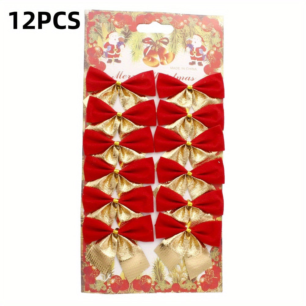 12-Piece Random Christmas Bow Polyester Decorations