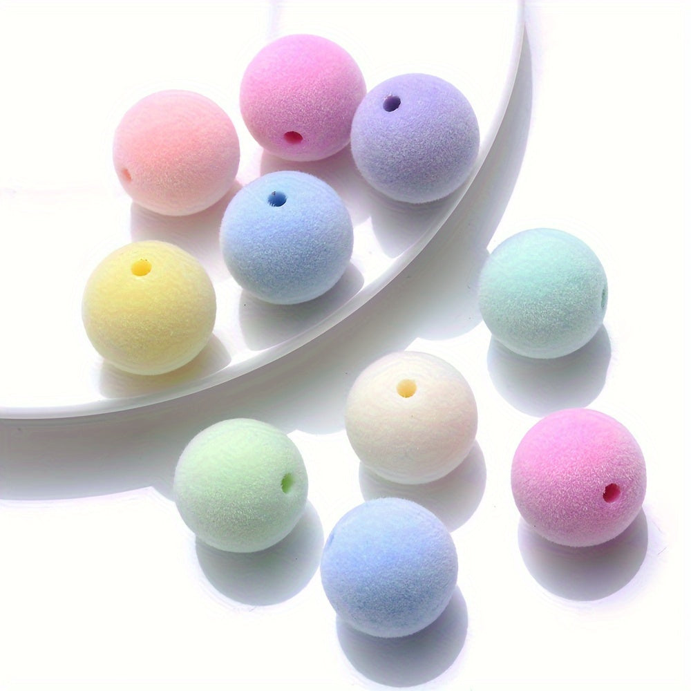 Flocking Pompom Acrylic Beads