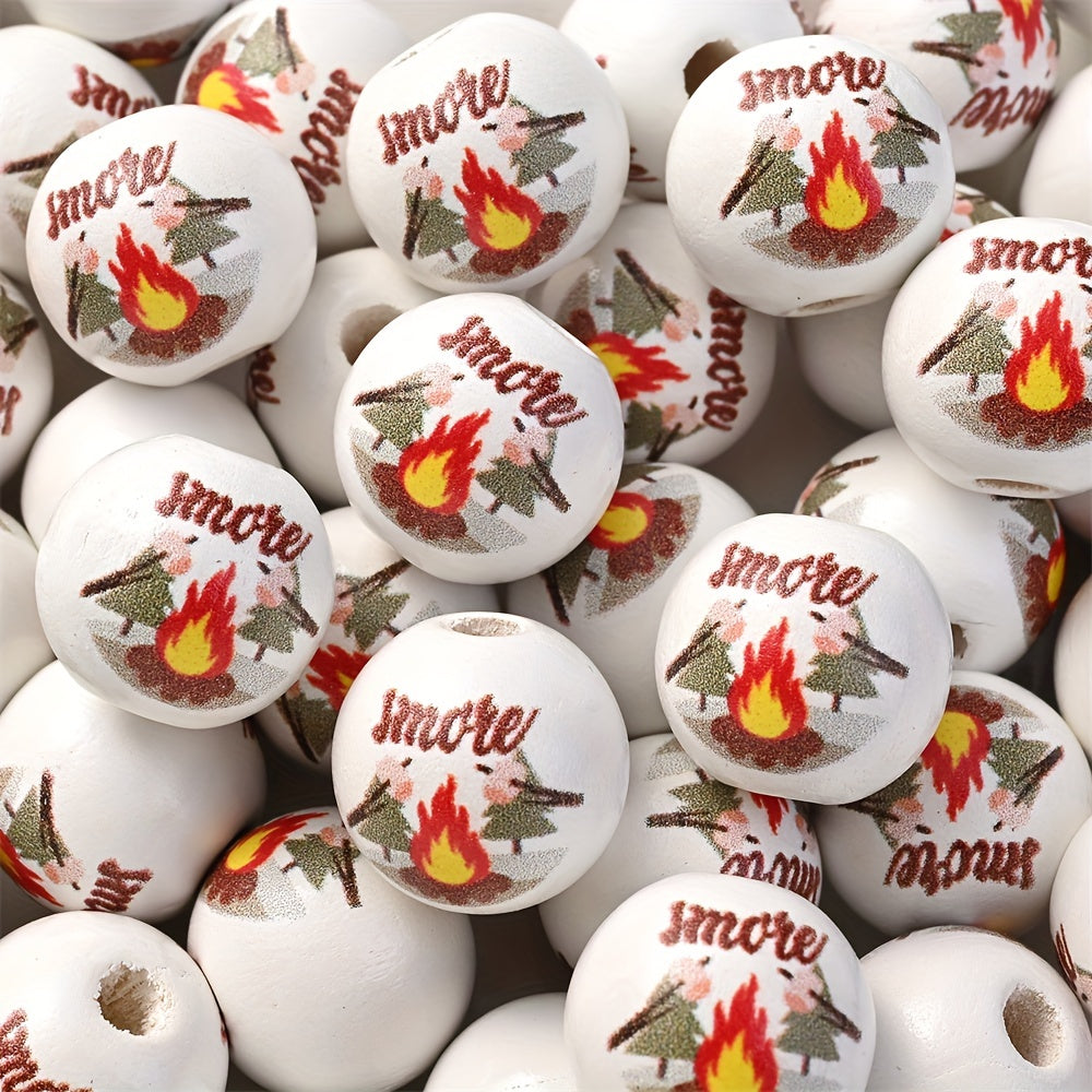 10PCS 6mm Camping-Themed Round Bead Set