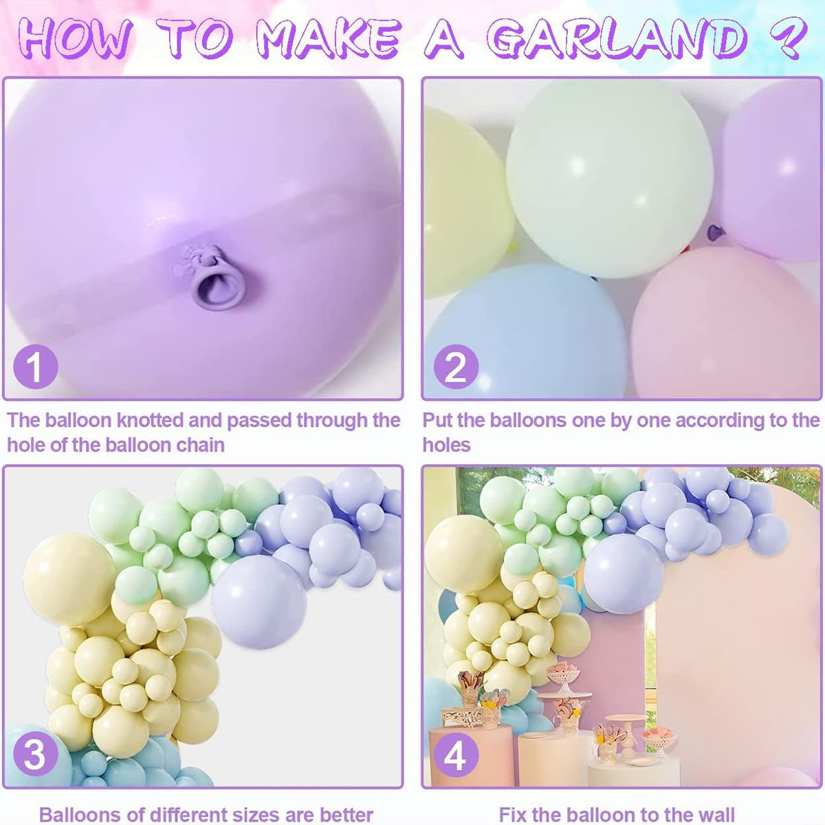Macaron Rainbow Balloon Arch Kit