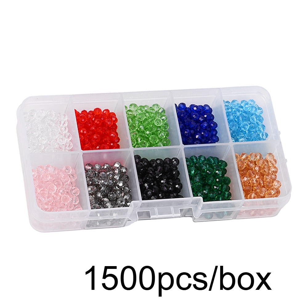 1500pcs/box Jewelry Beads Kit 4mm Mini Jewelry Faceted Beads Set