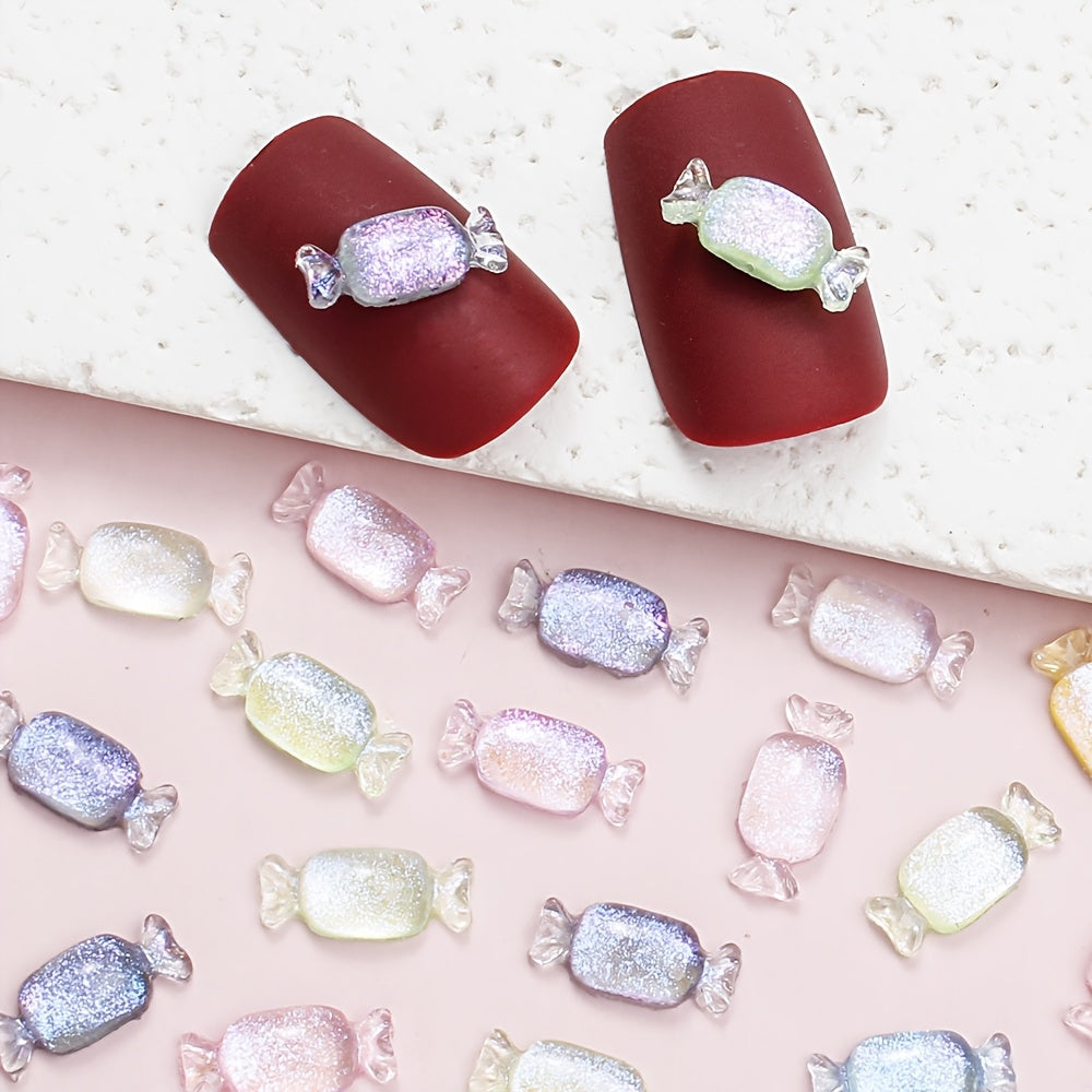 100PCS 11×5mm Glitter Candy Resin Embellishments