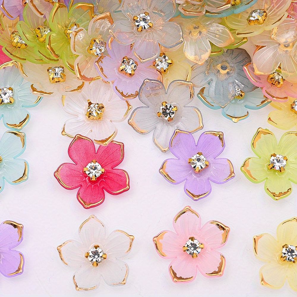 Gradient Five-Petal Flower Acrylic Beads