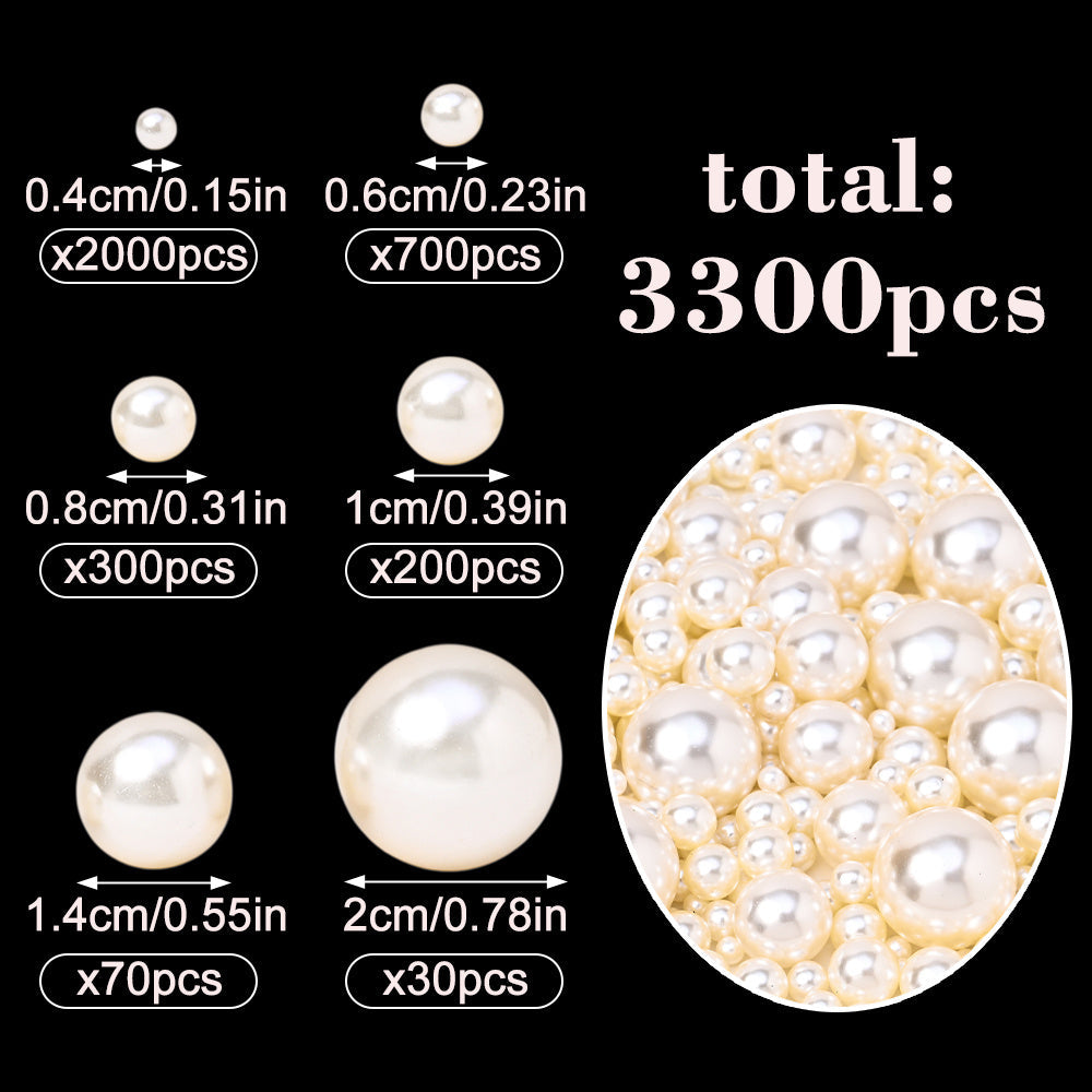3300pcs 4-20mm Mix Size Aritificial Pearl Beads Bulk (no Hole) Acrylic