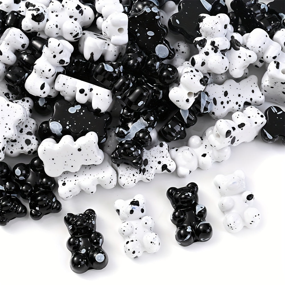 Black and White Bear Acrylic Beads