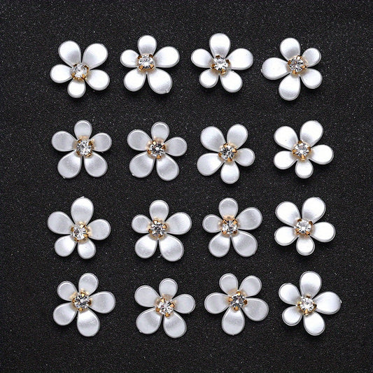 White Five-Petal Flower Acrylic Patch Beads