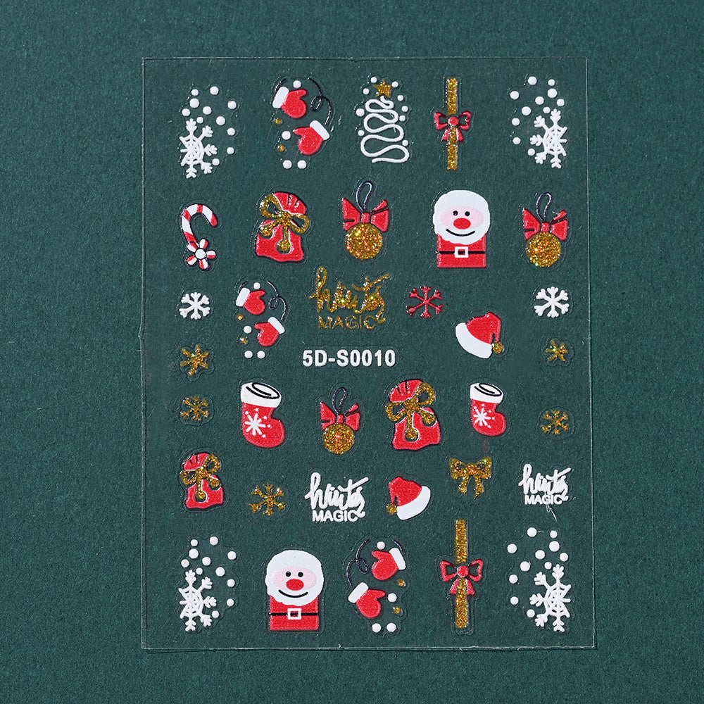Christmas 5D Embossed Nail Art Stickers