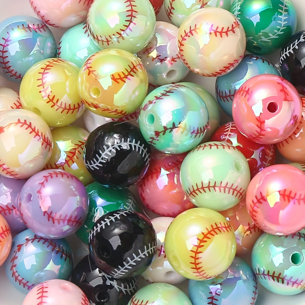 AB Football Baseball Acrylic Spacer Beads