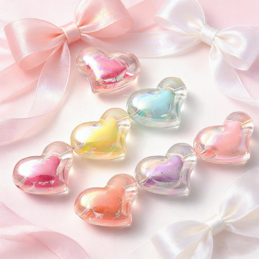 100pcs/set 7x8mm Heart-Shaped Shiny Acrylic Spacer Beads