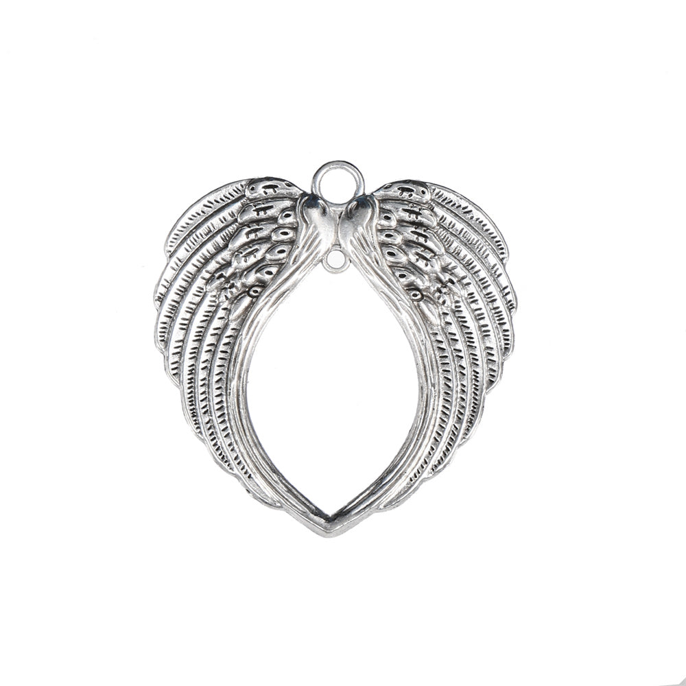 Christmas Silver-Tone Angel Wing Pendant Charms