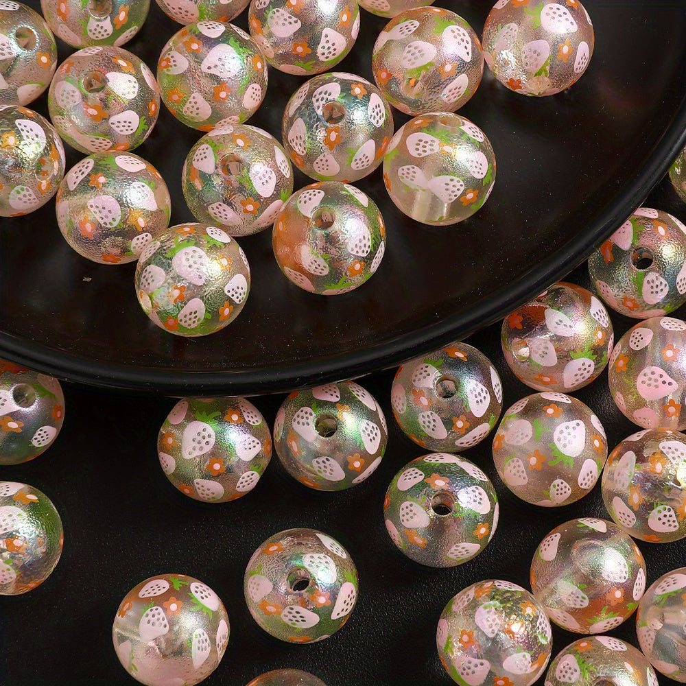 Matte Strawberry Resin Beads