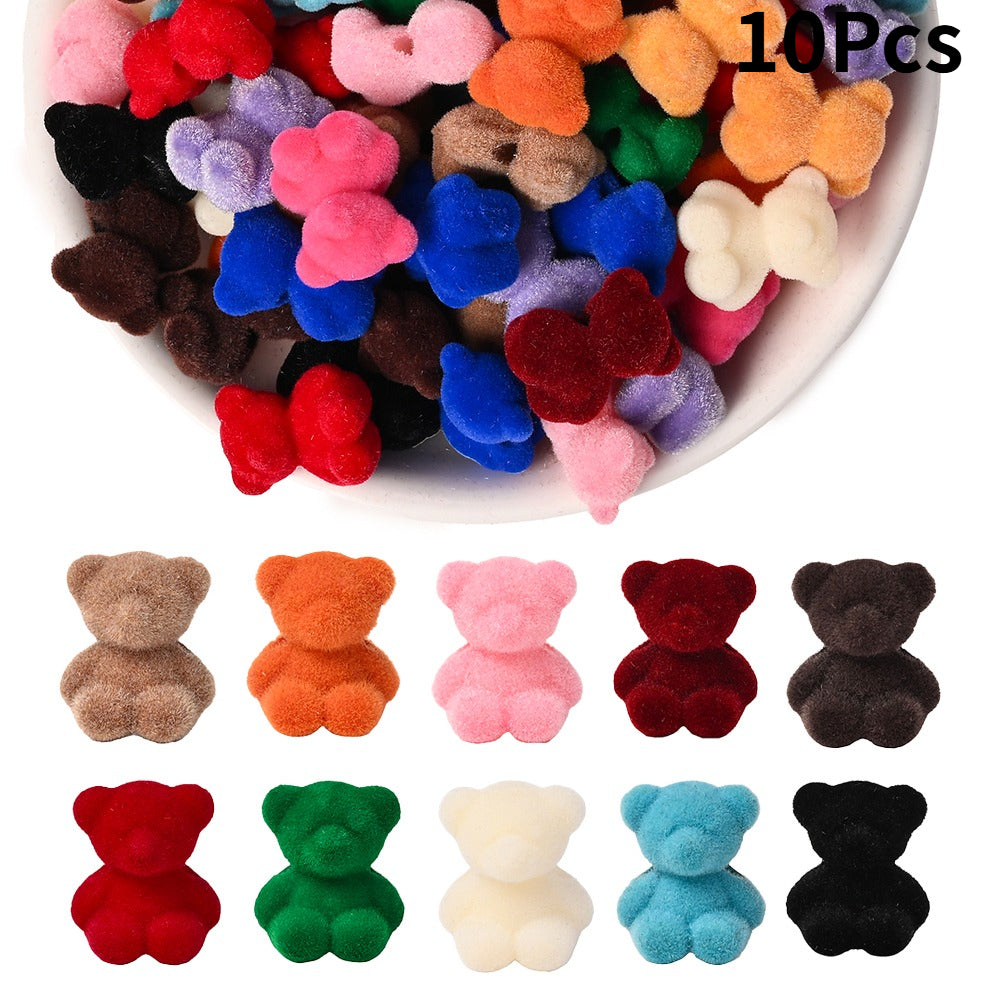 Flocked Bear Resin Beads