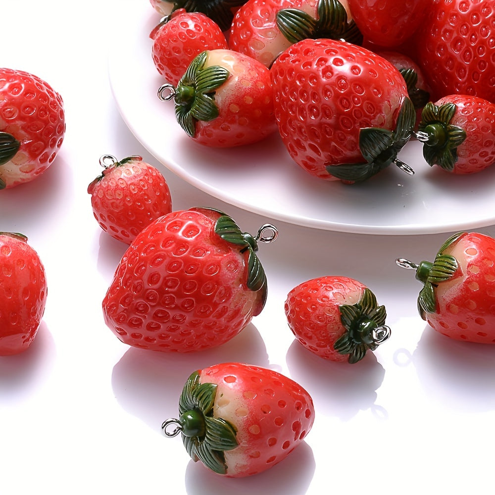 5PCS Red Resin Strawberry Charm Set