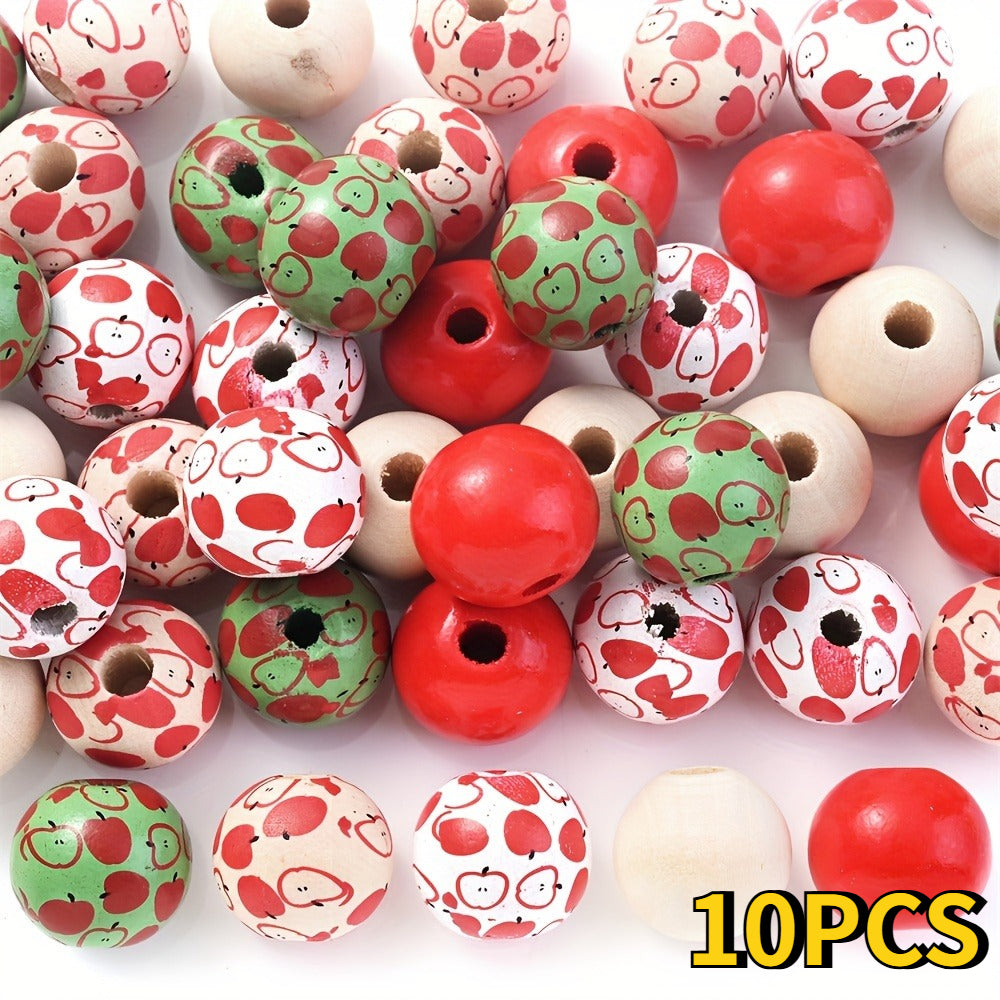 Apple Pattern Wooden Beads