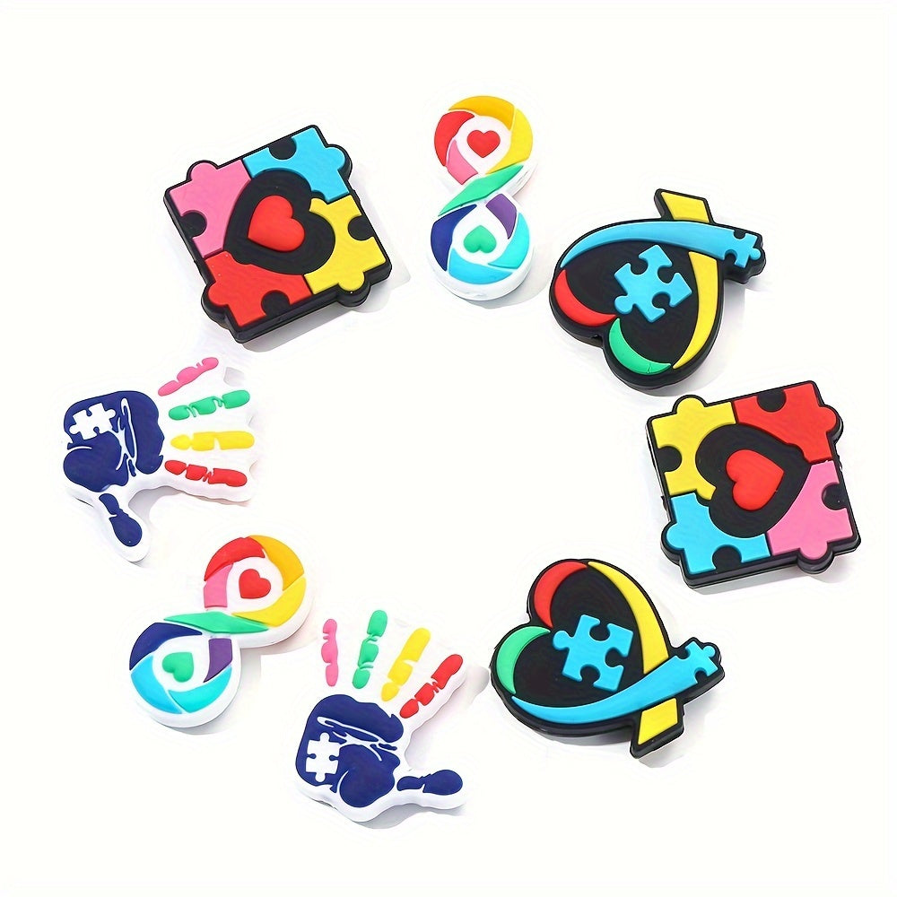 4PCS Puzzle Theme Silicone Bead Set