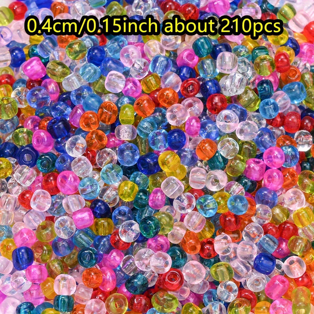 210PCS 4mm Clear Round Glass Spacer Beads