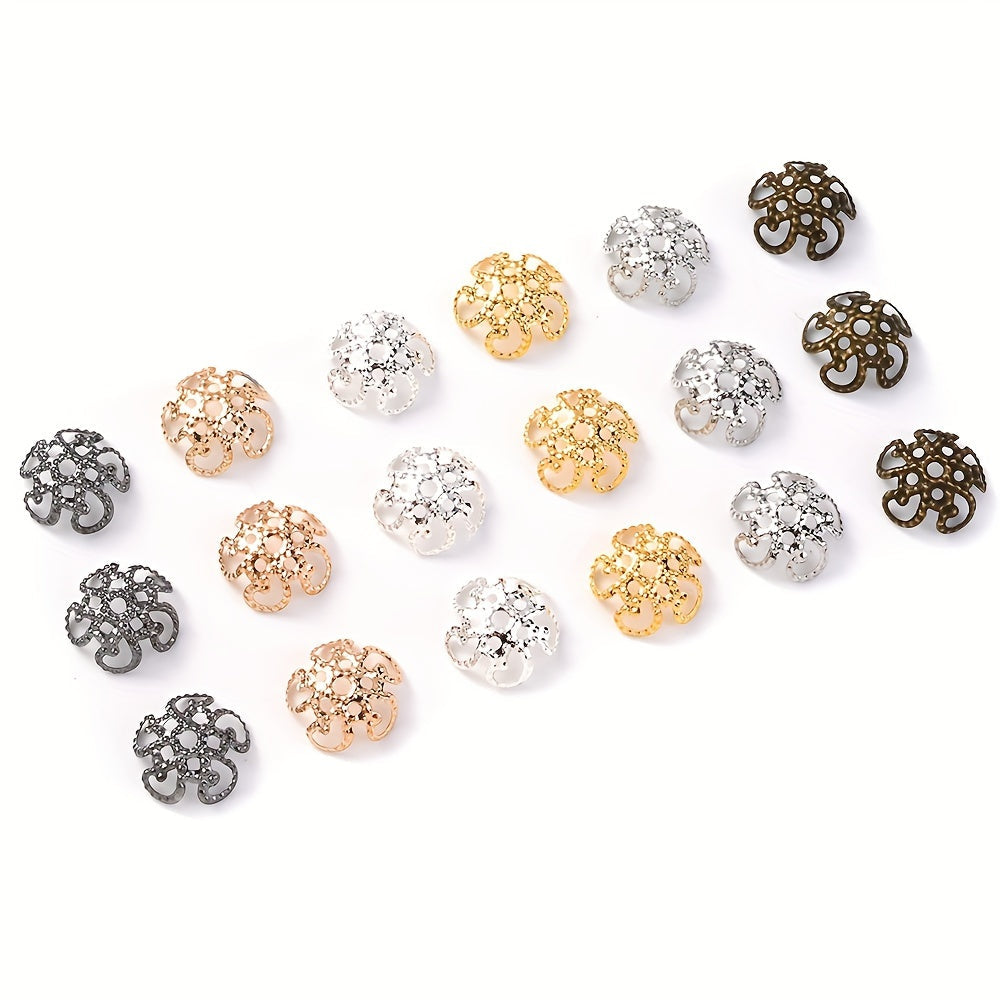 100PCS 8mm Flower Circle Metal-Plated Bead Cap Set