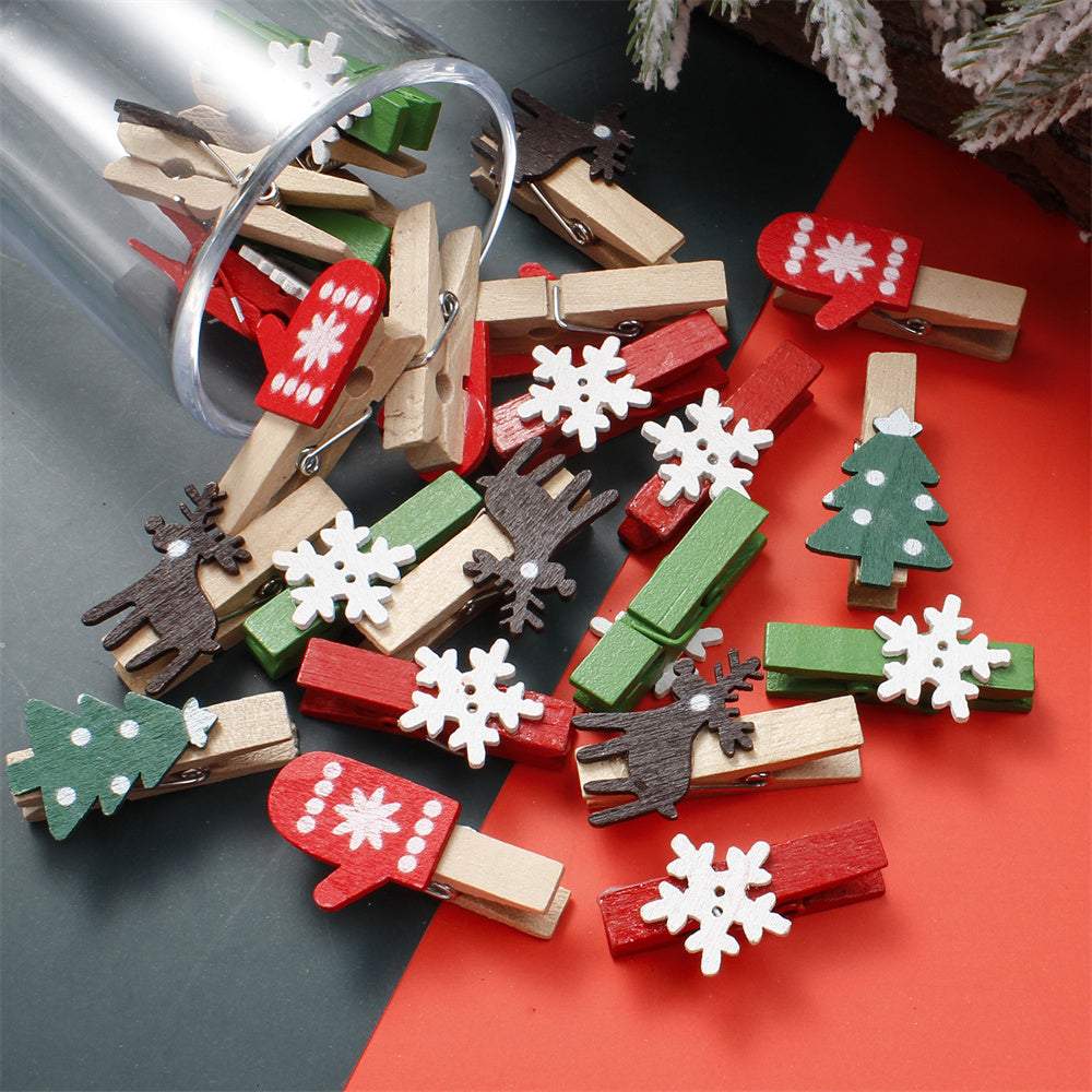 Christmas Wooden Mini Clips